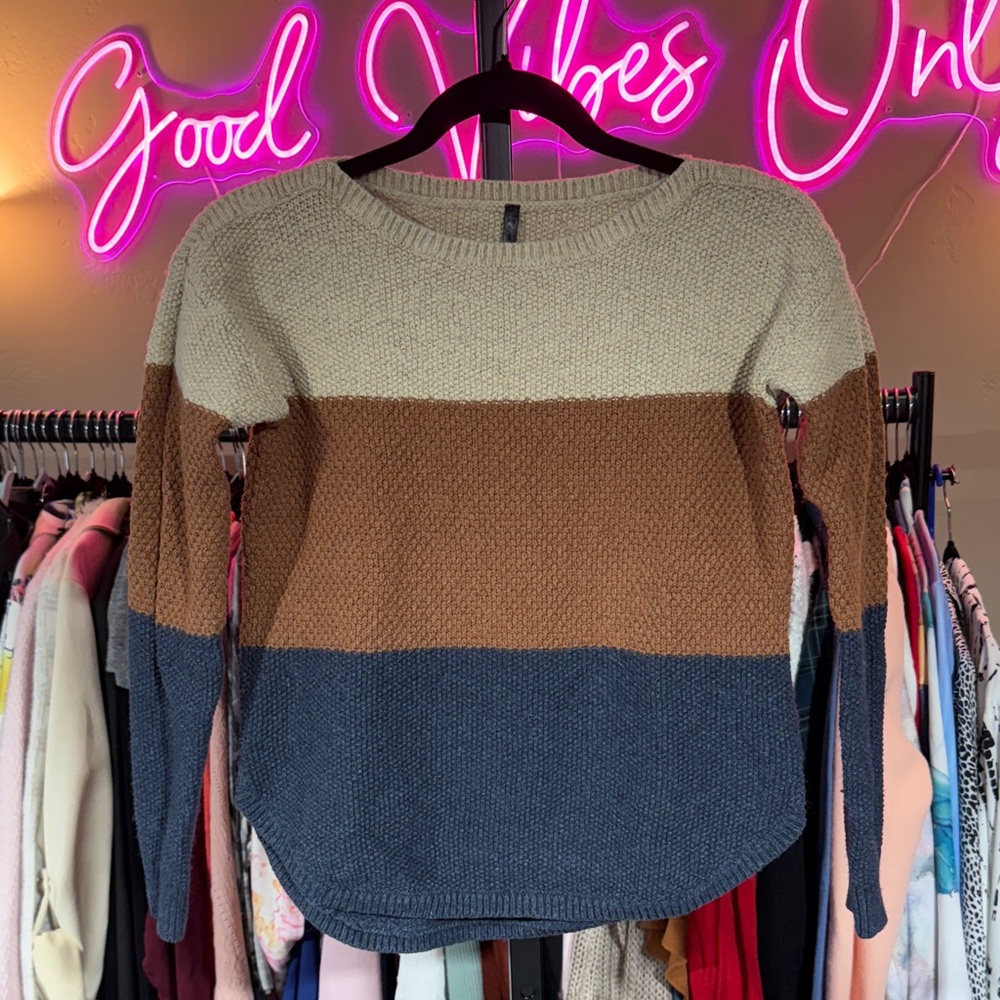 KUHL Colorblock Sweater - Beige, Brown, and Blue